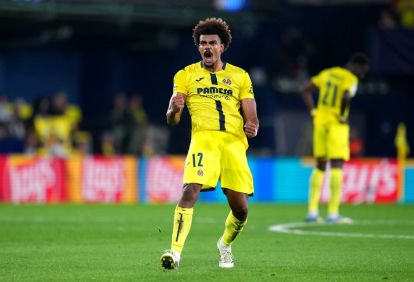 VILLARREAL, SPAIN - OCTOBER 01: Renato Veiga of Villarreal CF celebrates scoring his team's second goal during the UEFA Champions League 2025/26 League Phase MD2 match between Villarreal CF and Juventus at Estadio de la Ceramica on October 01, 2025 in Villarreal, Spain. (Photo by Aitor Alcalde/Getty Images)