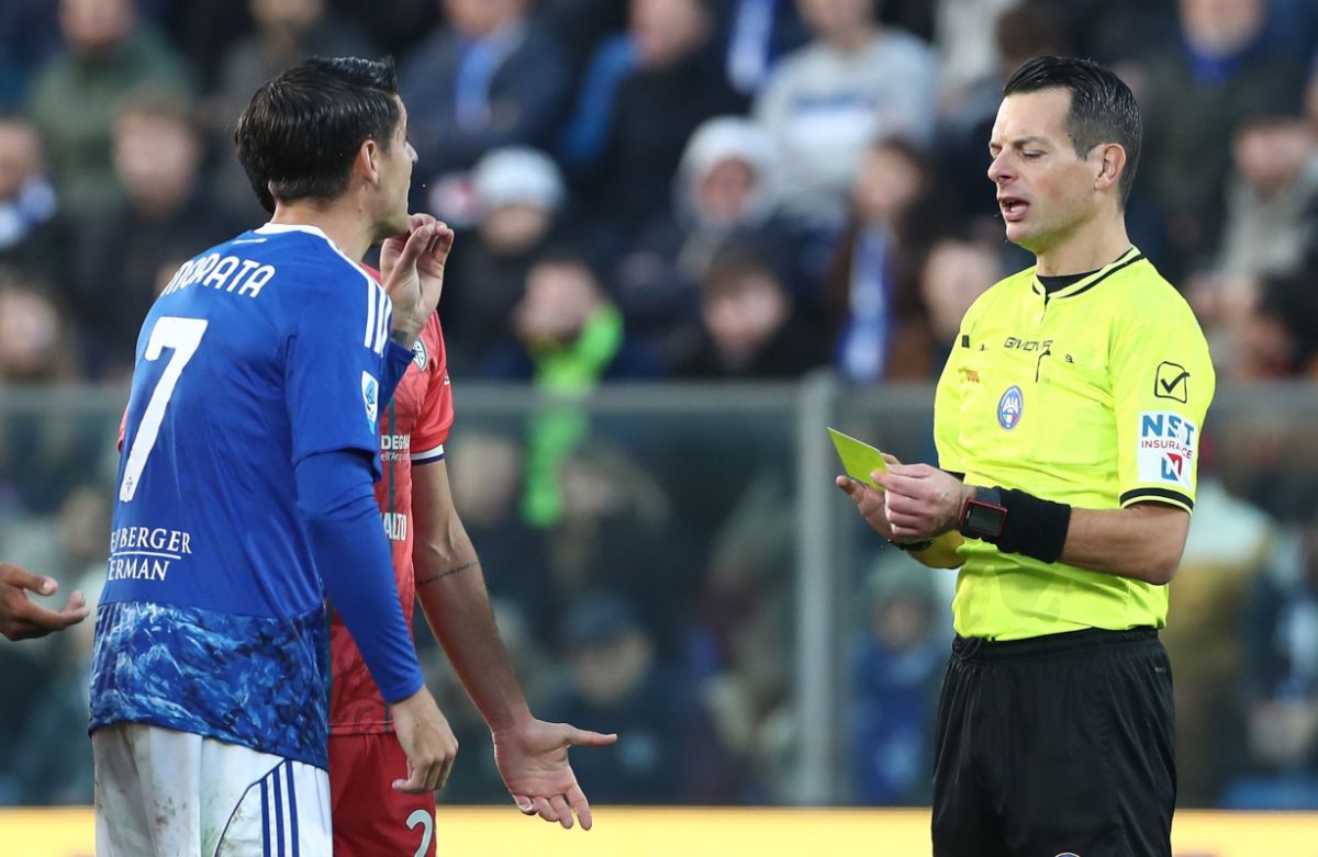 Alvaro Morata booked during match