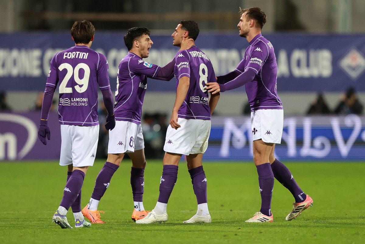 FLORENCE, ITALY - NOVEMBER 22: Rolando Mandragora of ACF Fiorentina celebrates after scoring a goal during the Serie A match between ACF Fiorentina and Juventus FC at Artemio Franchi on November 22, 2025 in Florence, Italy. (Photo by Gabriele Maltinti/Getty Images)
