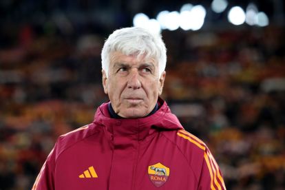ROME, ITALY - NOVEMBER 27: AS Roma head coach Gian Piero Gasperini looks on during the UEFA Europa League 2025/26 League Phase MD5 match between AS Roma and FC Midtjylland at Stadio Olimpico on November 27, 2025 in Rome, Italy. (Photo by Paolo Bruno/Getty Images)