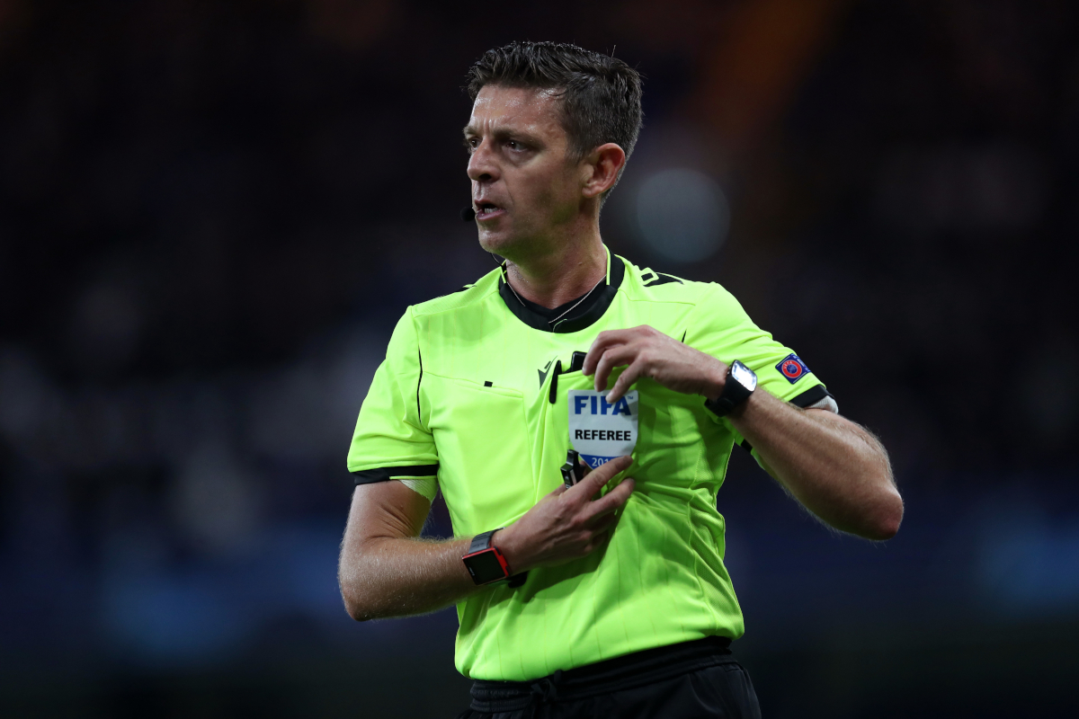 LONDON, ENGLAND - NOVEMBER 05: Referee Gianluca Rocchi during the UEFA Champions League group H match between Chelsea FC and AFC Ajax at Stamford Bridge on November 05, 2019 in London, United Kingdom. (Photo by Catherine Ivill/Getty Images)