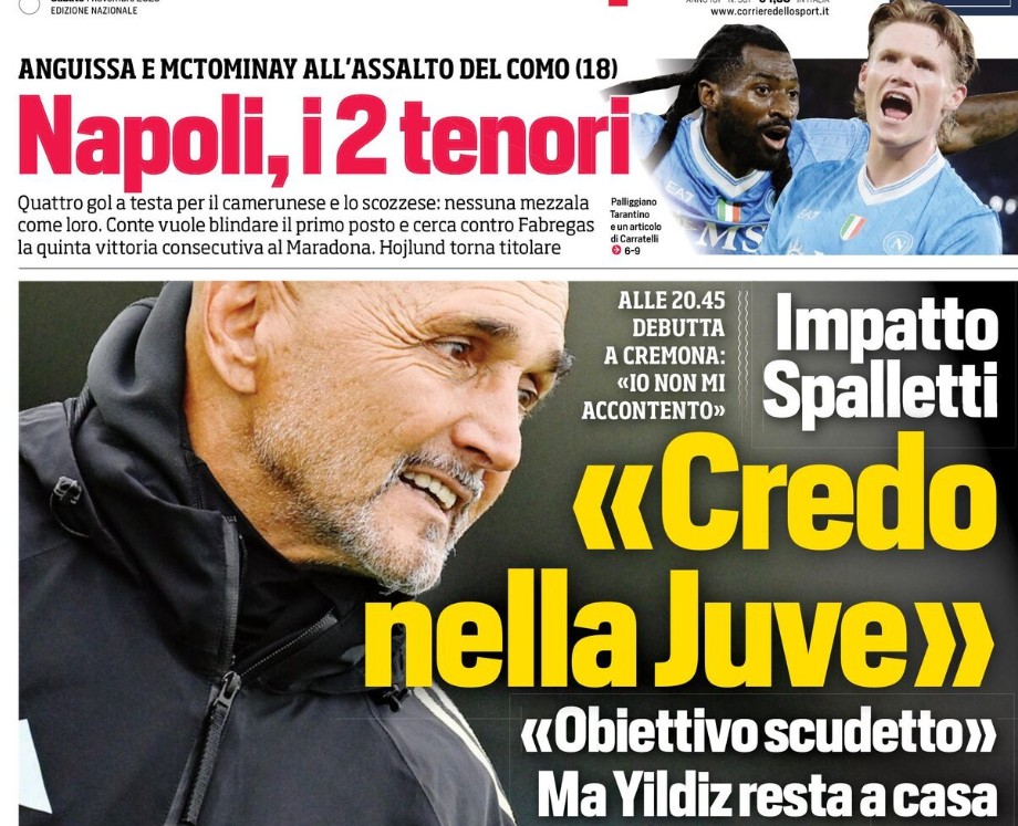 Today’s Papers – Spalletti’s title hopes, Anguissa and McTominay dominate