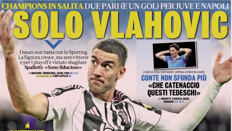 Today’s Papers – Only Vlahovic, Champions League issues for Juve and Napoli