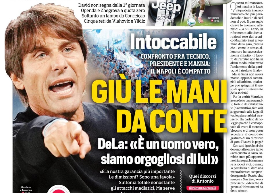 Today’s Papers – Hands off Conte, Chiesa’s refusal
