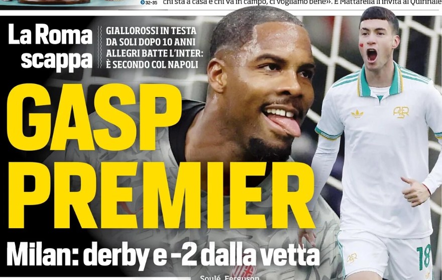 Today’s Papers – AS Roma take top spot, Allegri’s lesson to Chivu