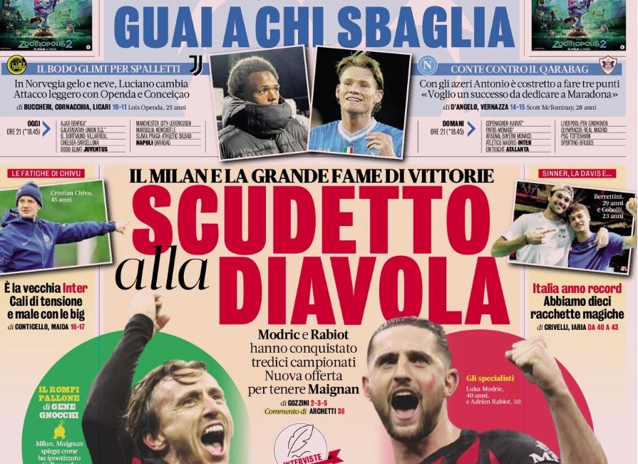 Today’s Papers – Juve and Napoli can’t afford mistakes, Milan for the title