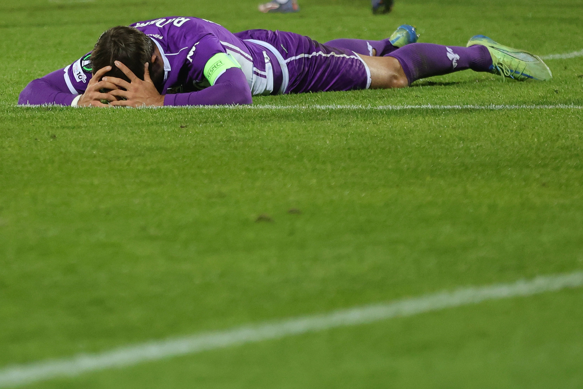 FLORENCE, ITALY - NOVEMBER 27: Luca Ranieri of ACF Fiorentina reacts during the UEFA Conference League 2025/26 League Phase MD4 match between ACF Fiorentina and AEK Athens FC at Stadio Artemio Franchi on November 27, 2025 in Florence, Italy. (Photo by Gabriele Maltinti/Getty Images)
