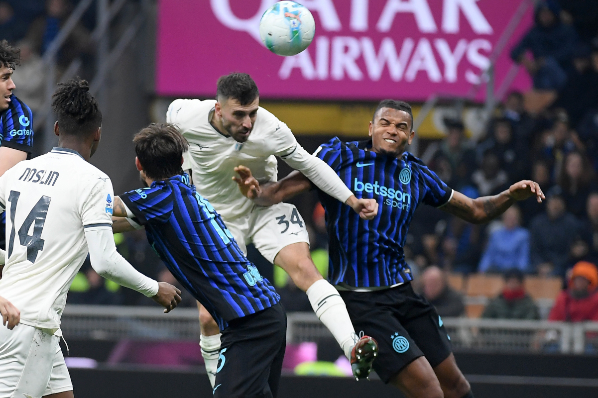 MILAN, ITALY - NOVEMBER 09: Mario Gila of SS Lazio in action during the Serie A match between FC Internazionale and SS Lazio at Giuseppe Meazza Stadium on November 09, 2025 in Milan, Italy. (Photo by Marco Rosi - SS Lazio/Getty Images)
