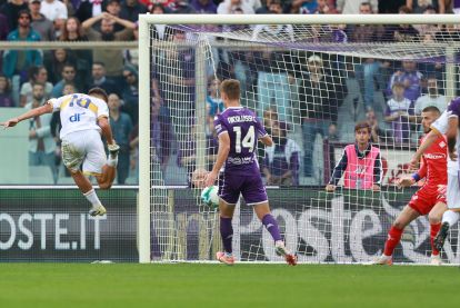 FLORENCE, ITALY - NOVEMBER 2: Medon Berisha of US Lecce scores a goal during the Serie A match between ACF Fiorentina and US Lecce at Artemio Franchi on November 2, 2025 in Florence, Italy. (Photo by Gabriele Maltinti/Getty Images)