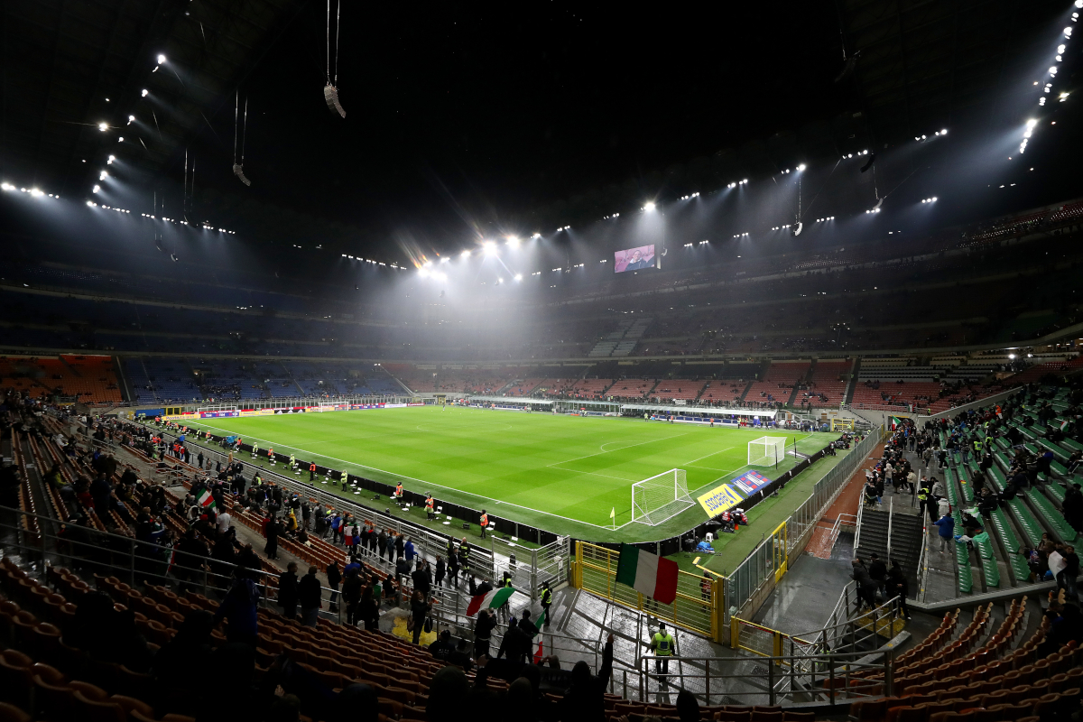 MILAN, ITALY - NOVEMBER 16: General view inside the stadium prior to the FIFA World Cup 2026 qualifier match between Italy and Norway at San Siro Stadium on November 16, 2025 in Milan, Italy. (Photo by Marco Luzzani/Getty Images)
