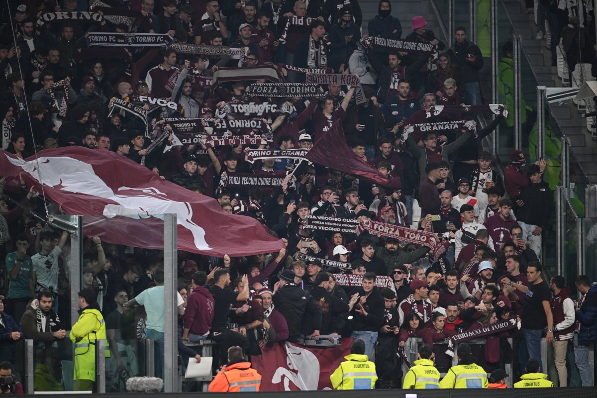 TURIN, ITALY - NOVEMBER 08: Fans of Torino FC during the Serie A match between Juventus FC and Torino FC at on November 08, 2025 in Turin, Italy. (Photo by Getty Images/Getty Images)