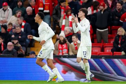 LIVERPOOL, ENGLAND - NOVEMBER 22: Nicolo Savona of Nottingham Forest celebrates scoring his team's second goal during the Premier League match between Liverpool and Nottingham Forest at Anfield on November 22, 2025 in Liverpool, England. (Photo by Molly Darlington/Getty Images)