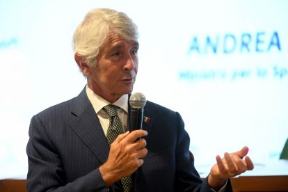 ROME, ITALY - JUNE 03: Minister of Sport Andrea Abodi attends during the 1st SS Lazio conference: bullying and cyberbullying in schools and sports at the Olimpic stadium on June 03, 2025 in Rome, Italy. (Photo by Marco Rosi - SS Lazio/Getty Images)