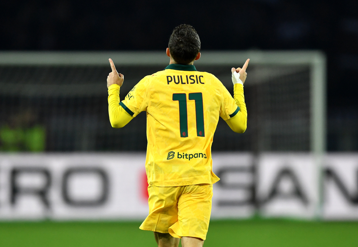 TURIN, ITALY - DECEMBER 08: Christian Pulisic of AC Milan celebrates scoring his team's second goal during the Serie A match between Torino FC and AC Milan at Stadio Olimpico di Torino on December 08, 2025 in Turin, Italy. (Photo by Valerio Pennicino/Getty Images)