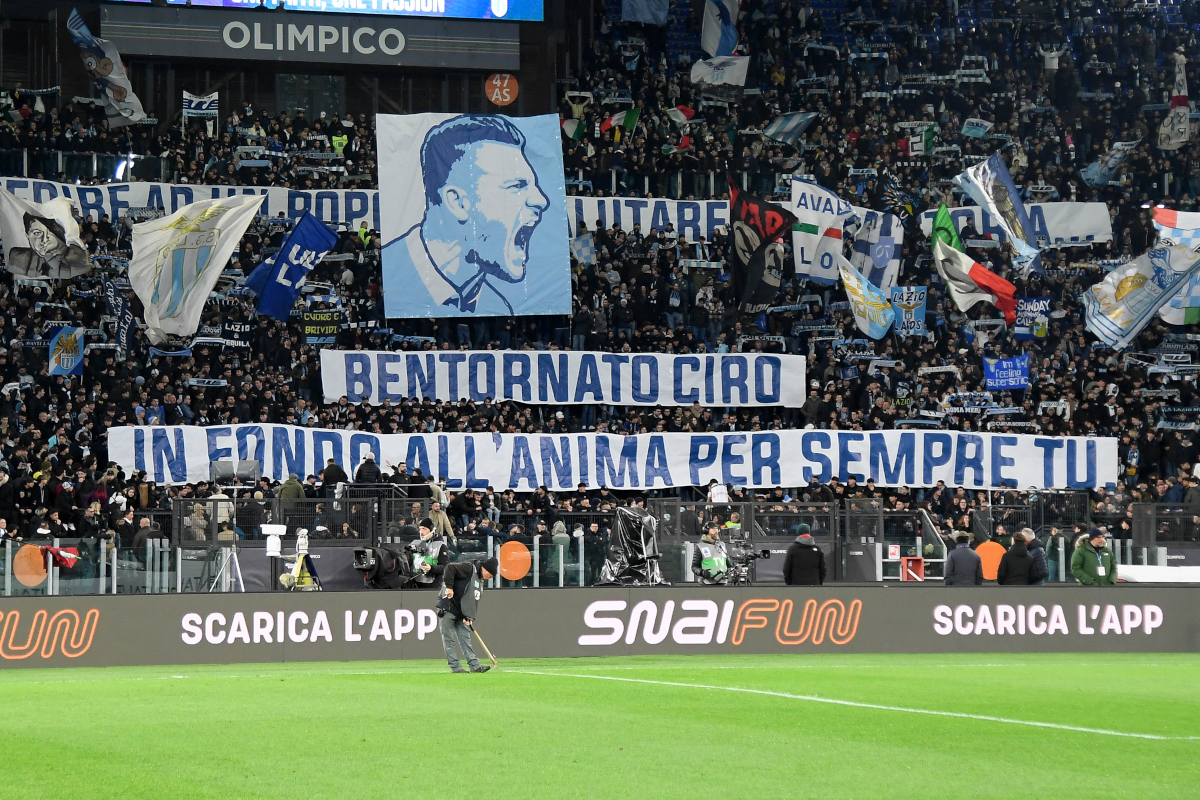 ROME, ITALY - DECEMBER 07: Lazio fan priot the Serie A match between SS Lazio and Bologna FC 1909 at Stadio Olimpico on December 07, 2025 in Rome, Italy. (Photo by Marco Rosi - SS Lazio/Getty Images)
