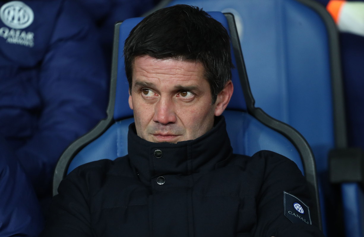 BERGAMO, ITALY - DECEMBER 28: FC Internazionale coach Cristian Chivu looks on during the Serie A match between Atalanta BC and FC Internazionale at New Balance Arena on December 28, 2025 in Bergamo, Italy. (Photo by Marco Luzzani/Getty Images)