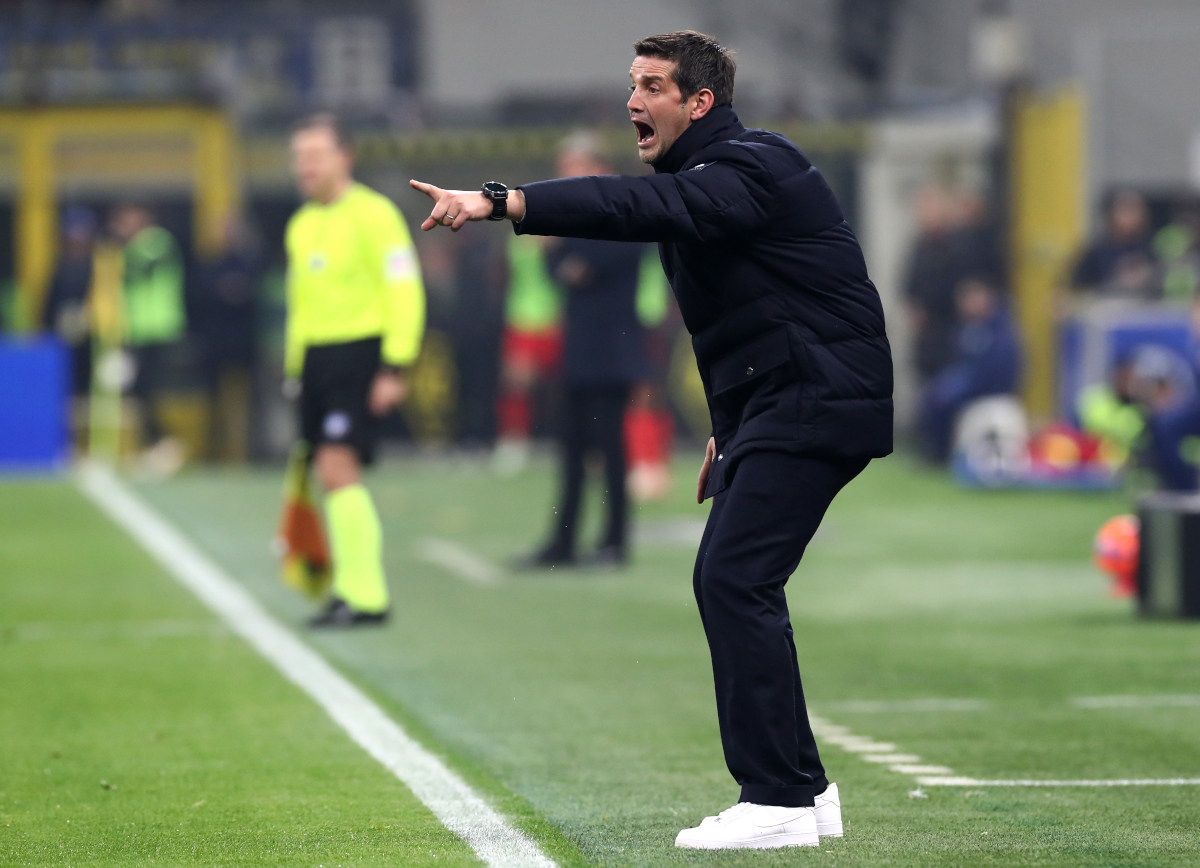 MILAN, ITALY - DECEMBER 03: Cristian Chivu, Head Coach of FC Internazionale Milano, reacts during the Coppa Italia round of 16 match between FC Internazionale and Venezia FC at San Siro Stadium on December 03, 2025 in Milan, Italy. (Photo by Marco Luzzani/Getty Images)