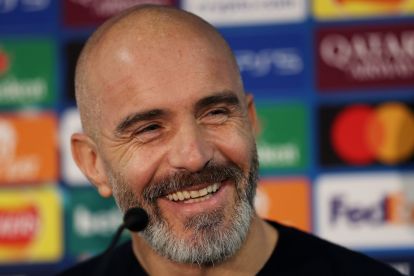 LONDON, ENGLAND - NOVEMBER 24: Enzo Maresca, Manager of Chelsea, reacts as he speaks to the media during a Chelsea Press Conference at Stamford Bridge on November 24, 2025 in London, England. (Photo by Andrew Redington/Getty Images)