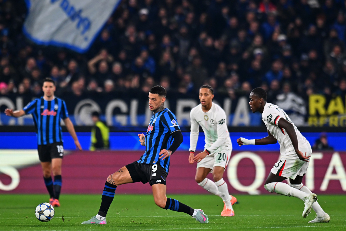 BERGAMO, ITALY - DECEMBER 09: Gianluca Scamacca of Atalanta BC during the UEFA Champions League 2025/26 League Phase MD6 match between Atalanta BC and Chelsea FC at Stadio di Bergamo on December 09, 2025 in Bergamo, Italy. (Photo by Alessandro Sabattini/Getty Images)