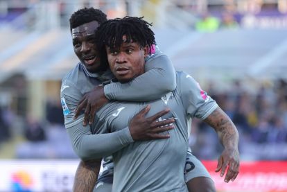 FLORENCE, ITALY - DECEMBER 14: Gift Orban of Hellas Verona celebrates after scoring a goal during the Serie A match between ACF Fiorentina and Hellas Verona FC at Artemio Franchi on December 14, 2025 in Florence, Italy. (Photo by Gabriele Maltinti/Getty Images)