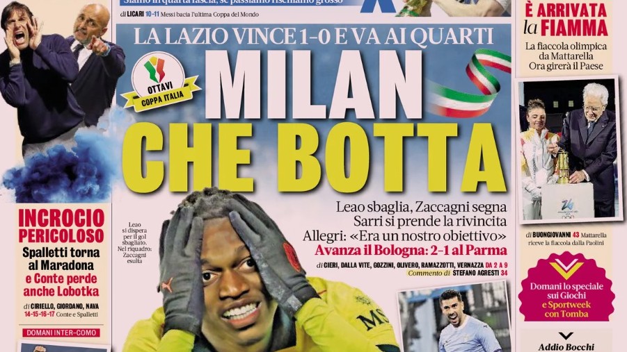 Today’s Papers – Milan’s Coppa Italia blow, Italy’s X in World Cup draw