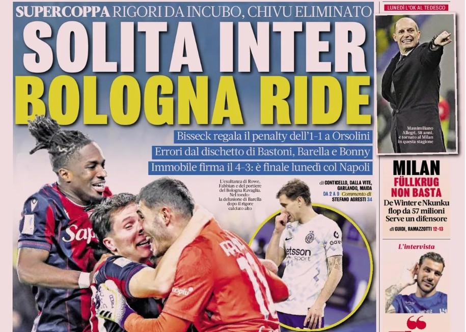 Today’s Papers – The usual Inter, Bologna celebrate, Milan’s 57m flops