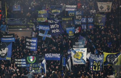 BERGAMO, ITALY - DECEMBER 28: The FC Internazionale fans show their support during the Serie A match between Atalanta BC and FC Internazionale at New Balance Arena on December 28, 2025 in Bergamo, Italy. (Photo by Marco Luzzani/Getty Images)