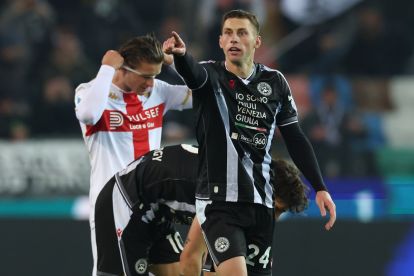 UDINE, ITALY - DECEMBER 08: Jakub Piotrowski of Udinese celebrates scoring a goal during the Serie A match between Udinese Calcio and Genoa CFC at Stadio Friuli on December 08, 2025 in Udine, Italy. (Photo by Timothy Rogers/Getty Images)