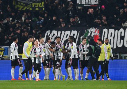 BOLOGNA, ITALY - DECEMBER 14: Juan Cabal of Juventus celebrates scoring his team's first goal during the Serie A match between Bologna FC 1909 and Juventus FC at Renato Dall'Ara Stadium on December 14, 2025 in Bologna, Italy. (Photo by Alessandro Sabattini/Getty Images)