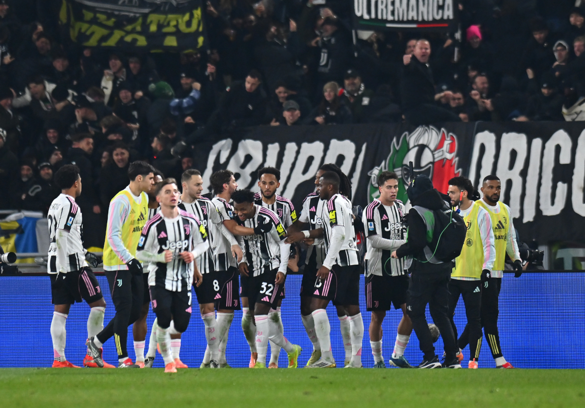 BOLOGNA, ITALY - DECEMBER 14: Juan Cabal of Juventus celebrates scoring his team's first goal during the Serie A match between Bologna FC 1909 and Juventus FC at Renato Dall'Ara Stadium on December 14, 2025 in Bologna, Italy. (Photo by Alessandro Sabattini/Getty Images)