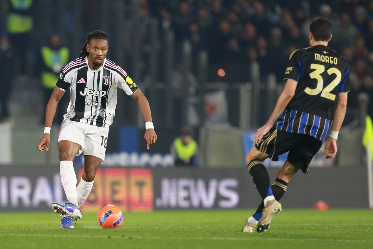 PISA, ITALY - DECEMBER 27: Khephren Thuram of Juventus FC in action during the Serie A match between Pisa SC and Juventus FC at Arena Garibaldi on December 27, 2025 in Pisa, Italy. (Photo by Gabriele Maltinti/Getty Images)