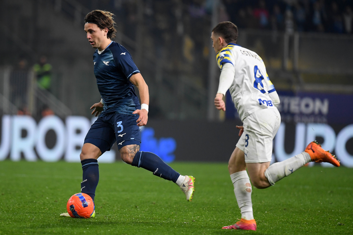 PARMA, ITALY - DECEMBER 13: Luca Pellegrini of SS Lazio in action during the Serie A match between Parma Calcio 1913 and SS Lazio at Stadio Ennio Tardini on December 13, 2025 in Parma, Italy. (Photo by Marco Rosi - SS Lazio/Getty Images)
