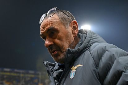 PARMA, ITALY - DECEMBER 13: Maurizio Sarri, Head Coach of Lazio, looks on prior to the Serie A match between Parma Calcio 1913 and SS Lazio at Stadio Ennio Tardini on December 13, 2025 in Parma, Italy. (Photo by Alessandro Sabattini/Getty Images)