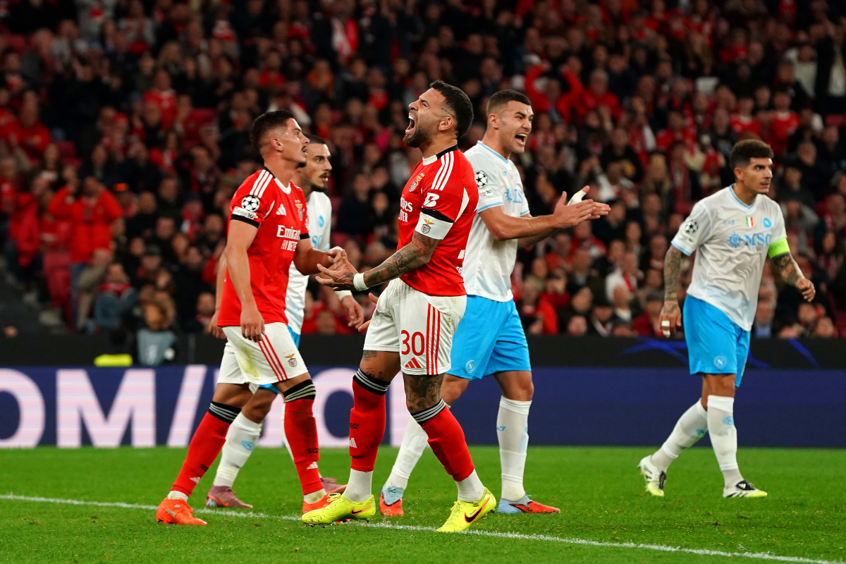 LISBON, PORTUGAL - DECEMBER 10: Nicolas Otamendi of Benfica reacts during the UEFA Champions League 2025/26 League Phase MD6 match between SL Benfica and SSC Napoli at on December 10, 2025 in Lisbon, Portugal. (Photo by Gualter Fatia/Getty Images)