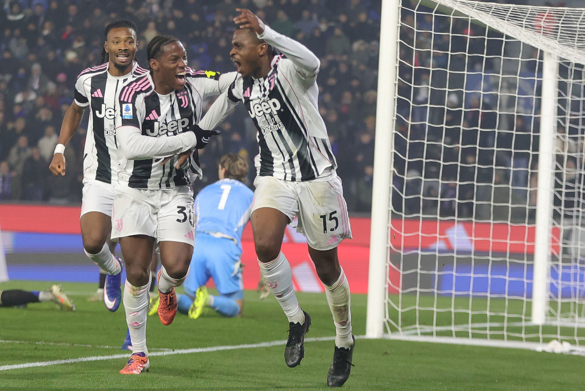 PISA, ITALY - DECEMBER 27: Pierre Kalulu of Juventus FC celebrates after scoring a goal during the Serie A match between Pisa SC and Juventus FC at Arena Garibaldi on December 27, 2025 in Pisa, Italy. (Photo by Gabriele Maltinti/Getty Images)