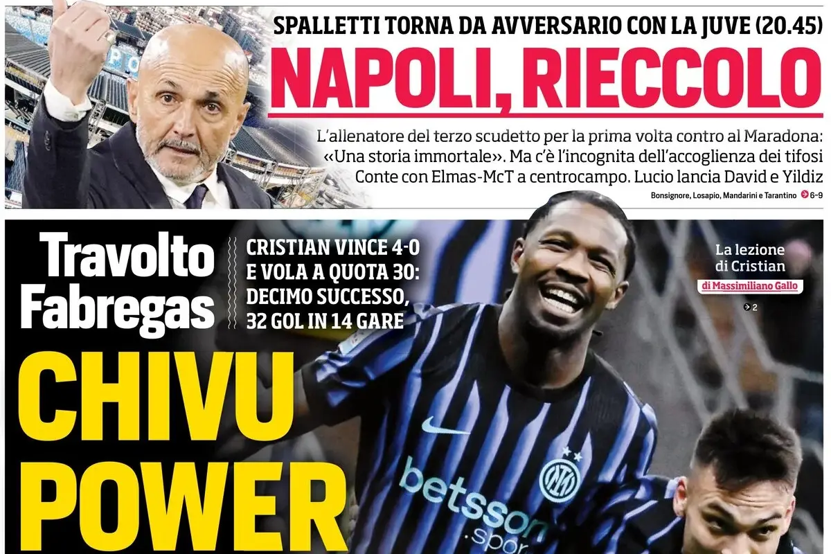 Today’s Papers: Inter overwhelm Como, Spalletti takes on Conte, Pulisic-Leao