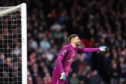 NOTTINGHAM, ENGLAND - DECEMBER 14: Guglielmo Vicario of Tottenham Hotspur during the Premier League match between Nottingham Forest and Tottenham Hotspur at City Ground on December 14, 2025 in Nottingham, England. (Photo by Naomi Baker/Getty Images)