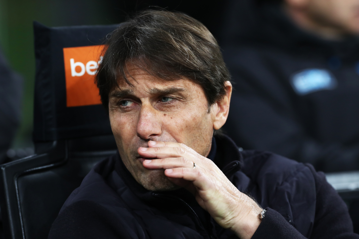 MILAN, ITALY - JANUARY 11: Antonio Conte, Head Coach of SSC Napoli, looks on prior to the Serie A match between FC Internazionale and SSC Napoli at Giuseppe Meazza Stadium on January 11, 2026 in Milan, Italy. (Photo by Marco Luzzani/Getty Images)