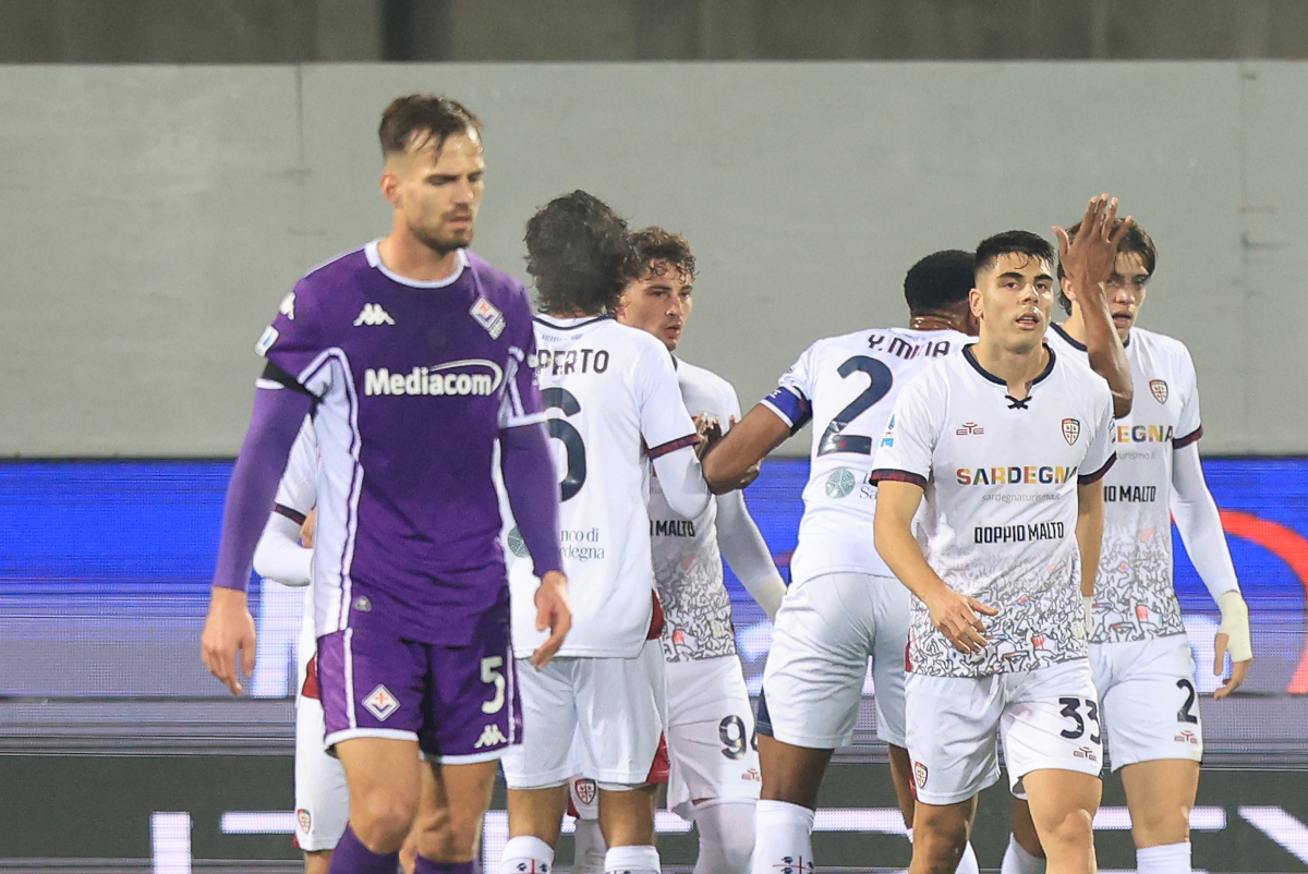 FLORENCE, ITALY - JANUARY 24: Semih Kilicsoy of Cagliari Calcio celebrates after scoring a goal during the Serie A match between ACF Fiorentina and Cagliari Calcio at Artemio Franchi on January 24, 2026 in Florence, Italy. (Photo by Gabriele Maltinti/Getty Images)