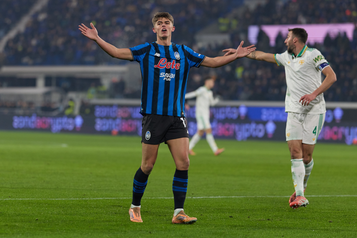 BERGAMO, ITALY - JANUARY 03: Charles De Ketelaere of Atalanta reacts during the Serie A match between Atalanta BC and AS Roma at New Balance Arena on January 03, 2026 in Bergamo, Italy. (Photo by Emmanuele Ciancaglini/Getty Images)