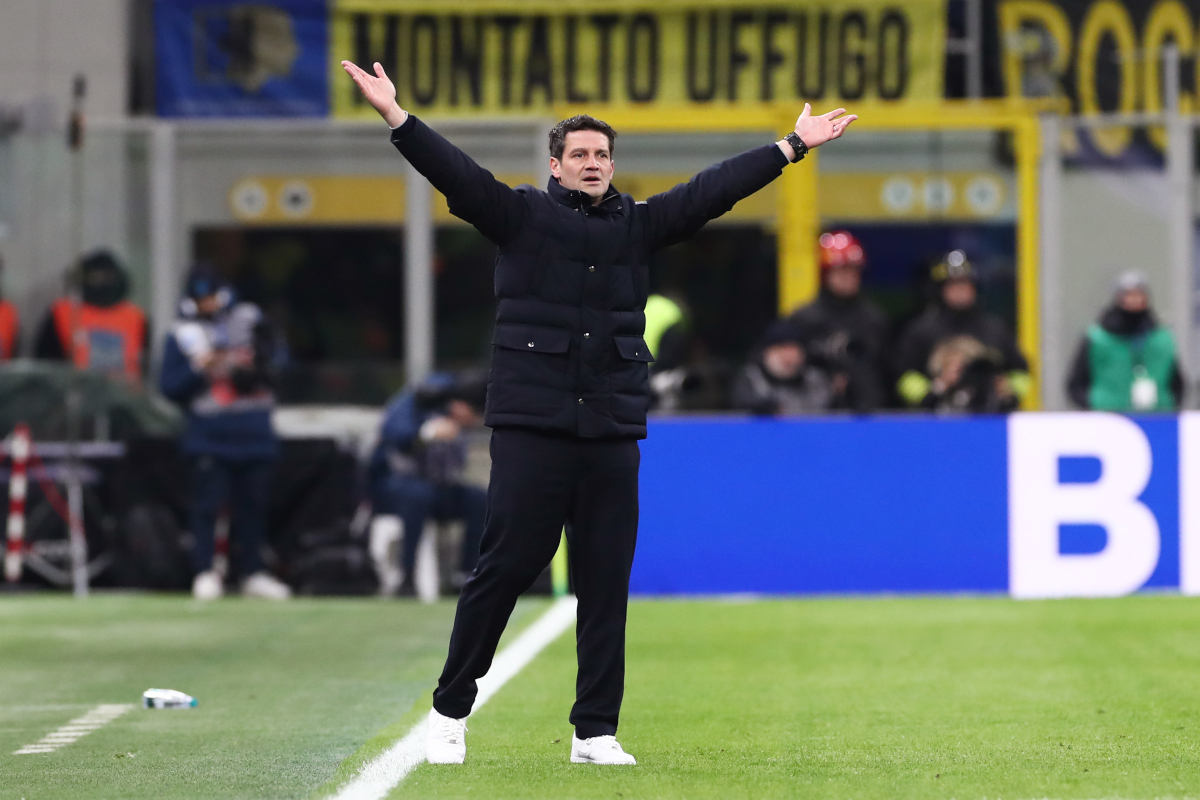 MILAN, ITALY - JANUARY 11: Cristian Chivu, Head Coach of FC Internazionale Milano, reacts during the Serie A match between FC Internazionale and SSC Napoli at Giuseppe Meazza Stadium on January 11, 2026 in Milan, Italy. (Photo by Marco Luzzani/Getty Images)