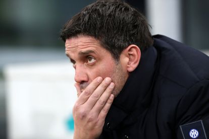 MILAN, ITALY - JANUARY 14: Cristian Chivu, Head Coach of FC Internazionale Milano, looks on prior to the Serie A match between FC Internazionale and US Lecce at Giuseppe Meazza Stadium on January 14, 2026 in Milan, Italy. (Photo by Marco Luzzani/Getty Images)
