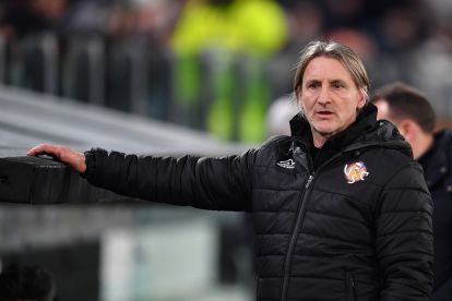 TURIN, ITALY - JANUARY 12: US Cremonese head coach Davide Nicola looks on during the Serie A match between Juventus FC and US Cremonese at Allianz Stadium on January 12, 2026 in Turin, Italy. (Photo by Valerio Pennicino/Getty Images)