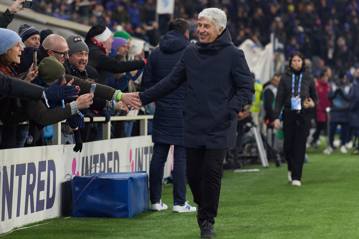 BERGAMO, ITALY - JANUARY 03: Gian Piero Gasperini, Head Coach of AS Roma reacts during the Serie A match between Atalanta BC and AS Roma at New Balance Arena on January 03, 2026 in Bergamo, Italy. (Photo by Emmanuele Ciancaglini/Getty Images)