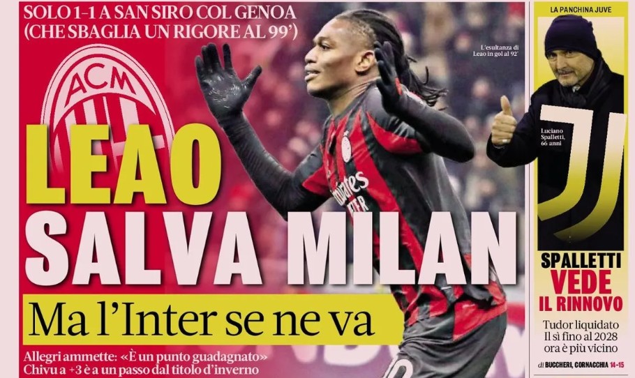 Today’s Papers – Leao saves Milan, Serie A VAR scandal
