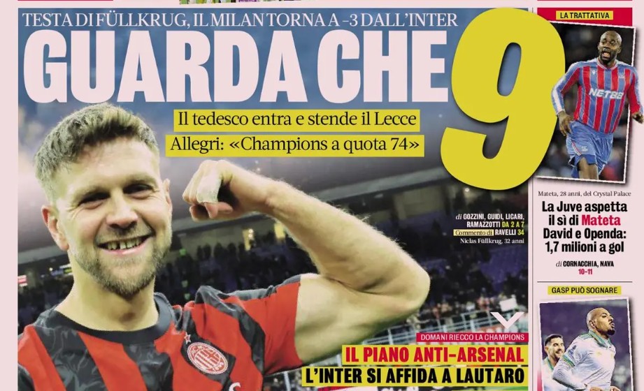 Today’s Papers – Fullkrug puts pressure on Inter, Juventus push for Mateta