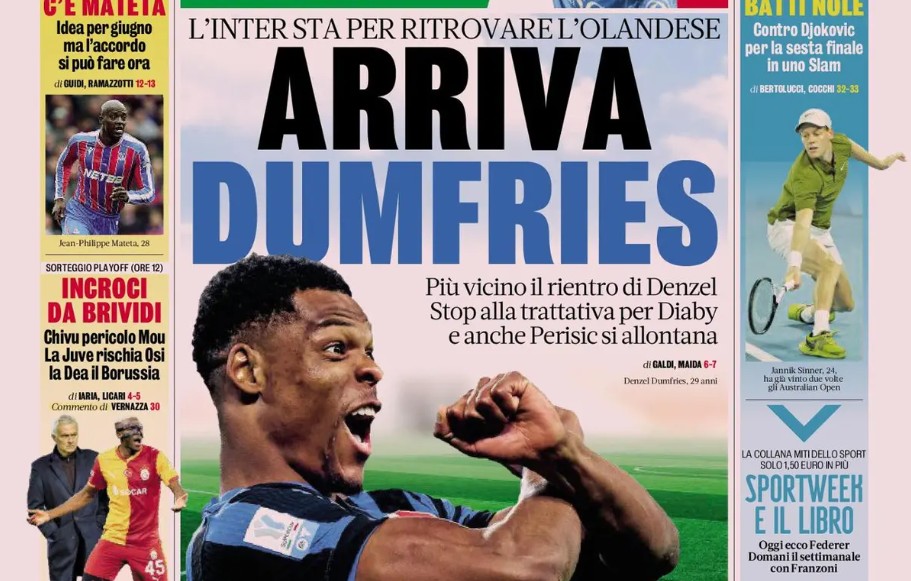 Today’s Papers – Spalletti pushes for a striker, Dumfries returns for Inter