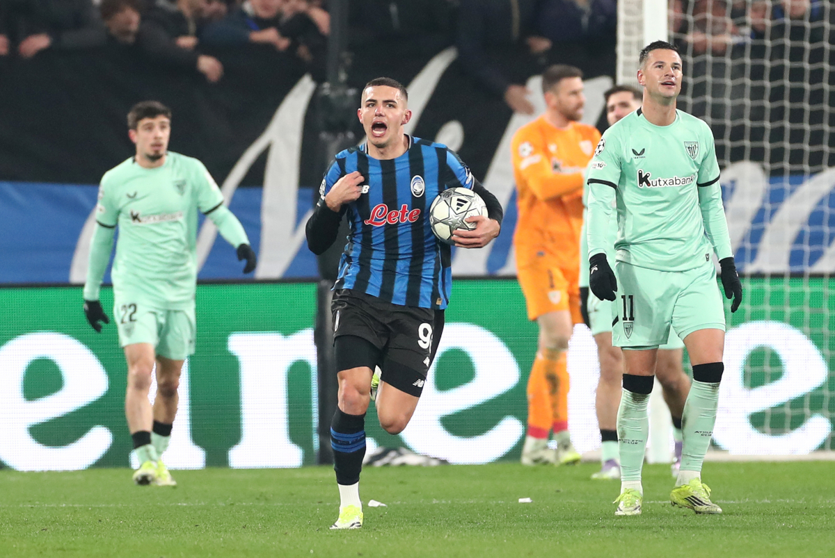 BERGAMO, ITALY - JANUARY 21: Nikola Krstovic of Atalanta celebrates scoring his team's second goal during the UEFA Champions League 2025/26 League Phase MD7 match between Atalanta BC and Athletic Club at Stadio di Bergamo on January 21, 2026 in Bergamo, Italy. (Photo by Marco Luzzani/Getty Images)
