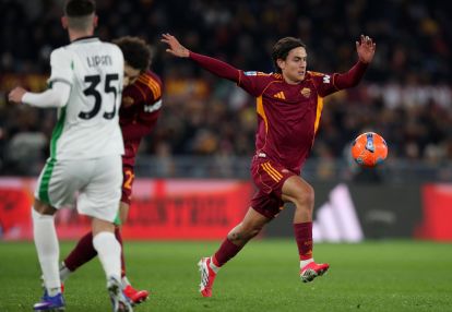 ROME, ITALY - JANUARY 10: Paulo Dybala of AS Roma in action during the Serie A match between AS Roma and US Sassuolo Calcio at Stadio Olimpico on January 10, 2026 in Rome, Italy. (Photo by Paolo Bruno/Getty Images)