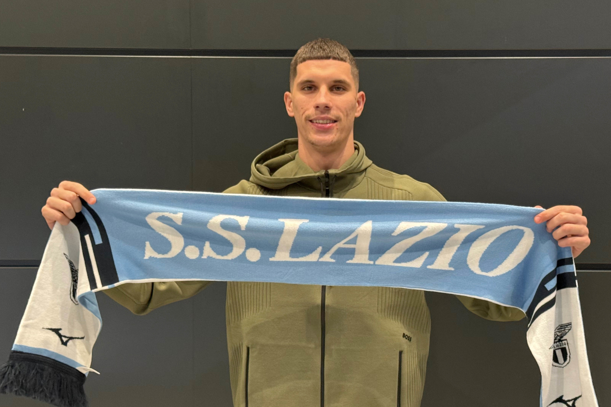 ROME, ITALY - JANUARY 07: Petar Ratkov, new player of SS Lazio prior the Serie A match between SS Lazio and ACF Fiorentina at Stadio Olimpico on January 07, 2026 in Rome, Italy. (Photo by Marco Rosi - SS Lazio/Getty Images)